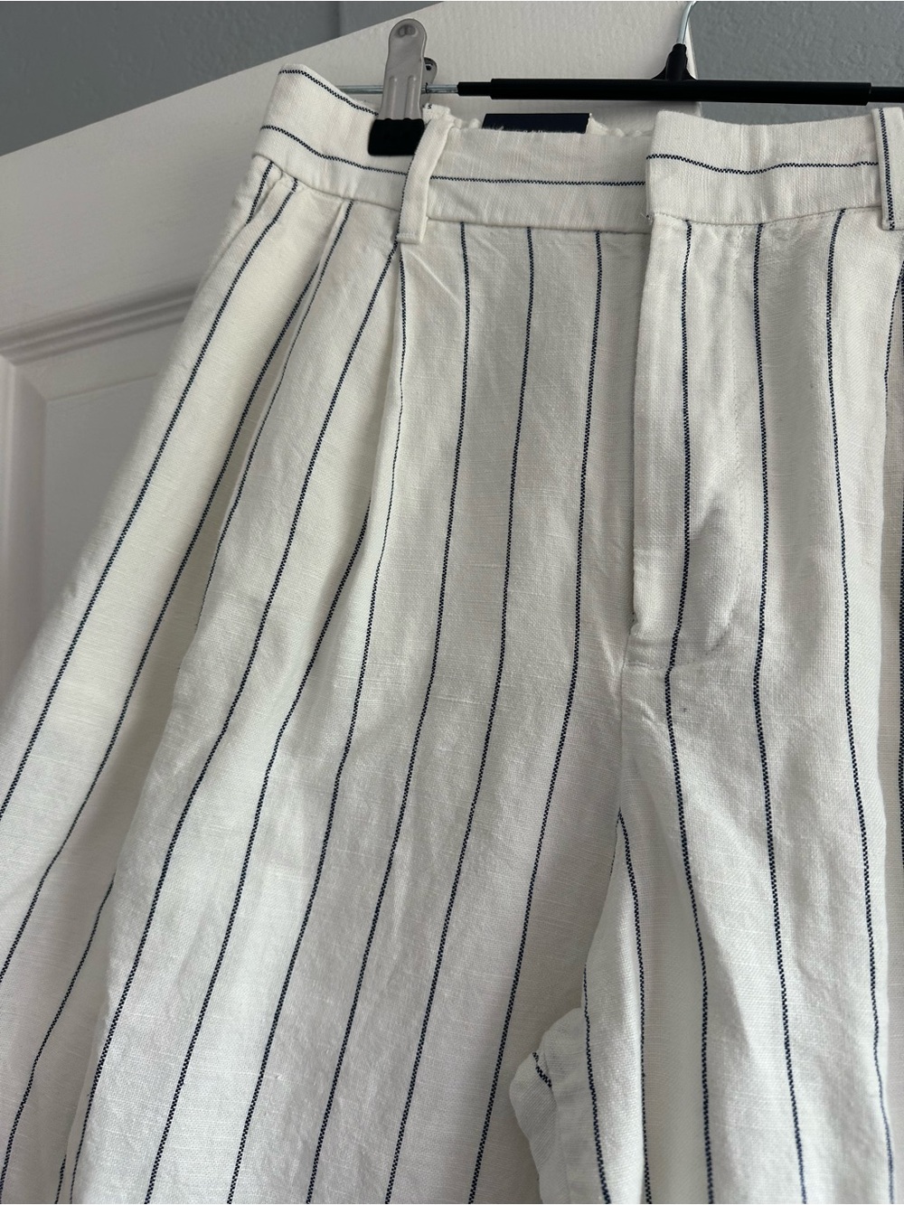 Gap Pleated Wide-Leg Striped Linen-Blend Pants-White & blue stripe. Size 2. NWT - Picture 8 of 9